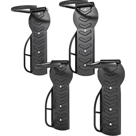 Set di 4 supporti bici da parete pieghevoli in metallo nero, portata 30 kg ciascuno (1/4)