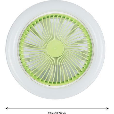 Ortviai Ventilateur-lampe plafonnier avec douille E27, 3 vitesses, abat-jour acrylique translucide, blanc/rose/bleu/vert/jaune (1/4)