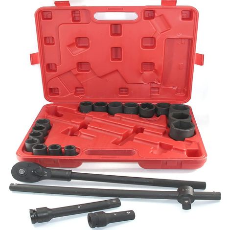 Rosvola Jeu de douilles à chocs 3/4" 6 Points - 21 pièces - avec barres d'extension avec Mallette de Transport pour Réparation Auto (1/5)