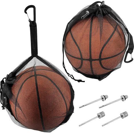 Set di 2 borse da basket - 1 zaino da basket - 1 sacca con coulisse - Borsa a rete portatile con moschettone, tasca con cerniera e 2 aghi per valvola US (1/5)