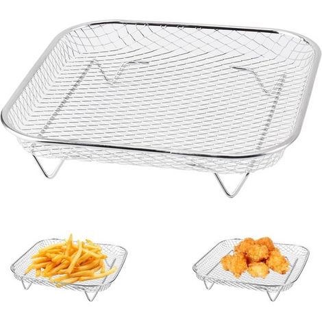 Rejilla para freidora de aire de acero inoxidable 304, Carcasa de 20,4 cm para freidora de aire, Rejilla cuadrada para freidora de aire (1/5)