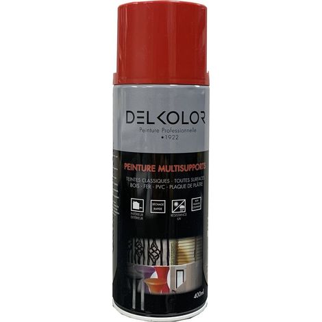 Delkolor Peinture en Aérosol - Couleurs RAL - 400ml Couleur: RAL 3000 ROUGE FEU (1/2)