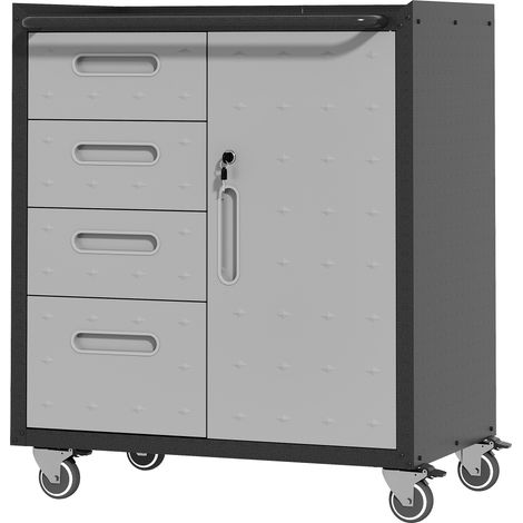 GagaArmoire à outils métallique sur roulettes 75x42x88 cm noir et gris (1/5)