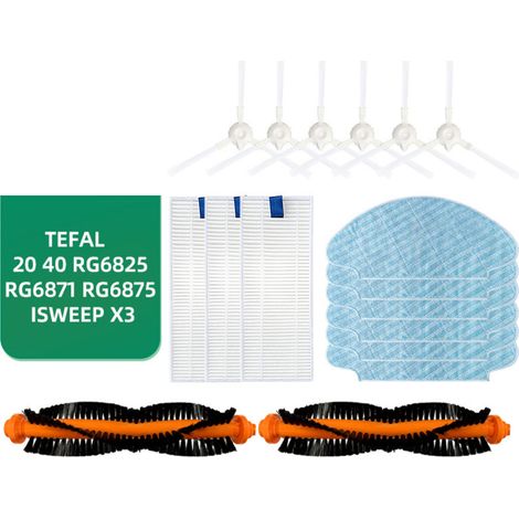 Seitenbürste und Reinigungstuch für Tefal Rowenta Explorer/Xplorer 20/40 Saugroboter, Tefal RG6825 Serie – Ersatzteile (1/5)