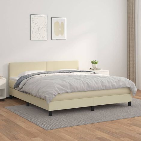 Boxspringbett mit Matratze Creme 180x200 cm Kunstleder (1/5)