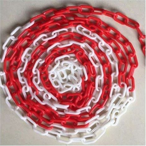 Chaîne d'Avertissement Plastique Rouge et Blanc Chaîne de Signalisation.10M (1/4)