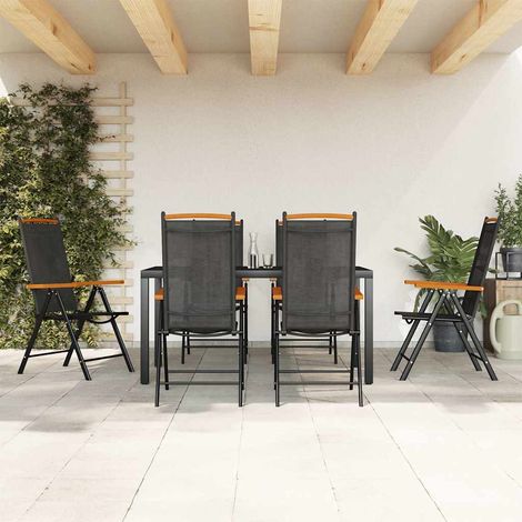 Ensemble à manger de jardin 7 pcs-Salon de jardin noir aluminium 653687 (1/5)