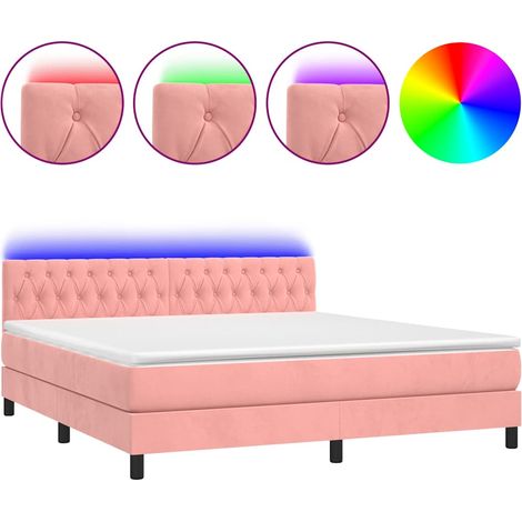 Maison Exclusive - Boxspringbett mit Matratze & LED Rosa 180x200 (1/5)