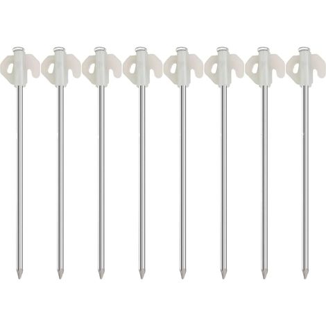 Lot de 8 piquets de tente robustes en métal, pour camping et jardin, avec crochet d'ancrage lumineux de 20 cm. (1/5)