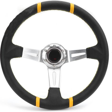Volant de 14 pouces/35 centimètres, style course cousu main, adapté à la modification et à la mise à niveau de votre voiture. (1/5)