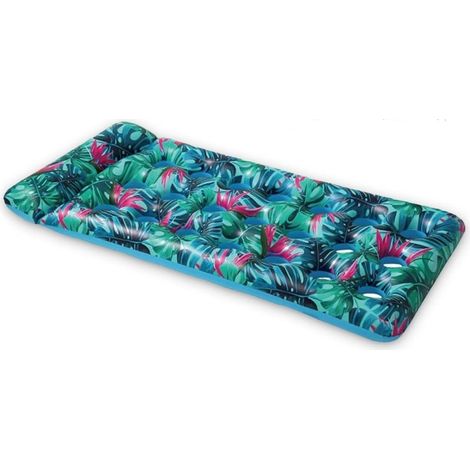 TrAdE Shop Traesio - Materassino Gonfiabile Galleggiante Con Poggiatesta Per Piscina 21 Fori 180x85cm 628529 - (1/5)