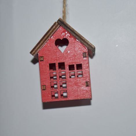 Casetta il legno bianco e rosso per albero di natale da addobbi decorazioni natalizi casa (1/5)