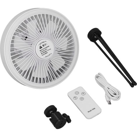 Ventilateur trépied portable, rechargeable par USB, ventilateur de camping avec lumière LED pour tente et activités de plein air (1/5)