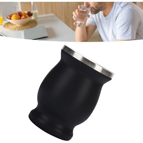 8-Unzen-Kürbisbecher aus Edelstahl 304, doppelwandig, vakuumisoliert, mit Strohhalm, schwarz (1/5)