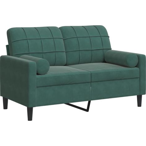 Canapé 2 places,Sofa pour Salon,Banquette avec oreillers vert foncé 120 cm velours CFW822993 (1/5)