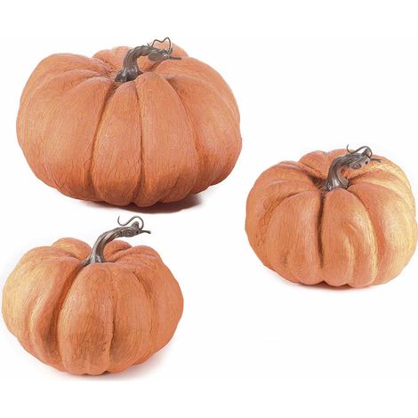 Citrouilles décoratives artificielles pour vitrines d'automne et décors d'Halloween, lot de 3, grande : diam. 24,5 x H. 16,5 cm