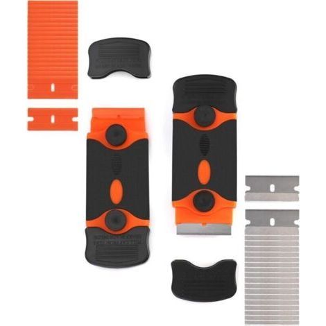 2 Pieces Glass Ceramic Scraper with 20 Stainless Steel Blades and 20 Plastic Blades for Windows, Tiles, Mirrors and Car Glass (1/5)