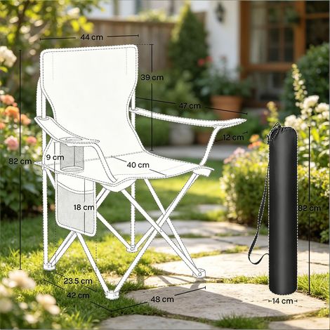 Chaise pliante de pêche avec repose-gobelet, ensemble de 2 fauteuils de plage confortables pour extérieur