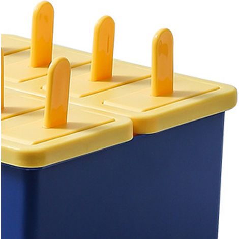 Neue DIY-Eiswürfelform für Kinder, 8-teilige Eiswürfelform mit Deckel, gelb und blau. (1/4)