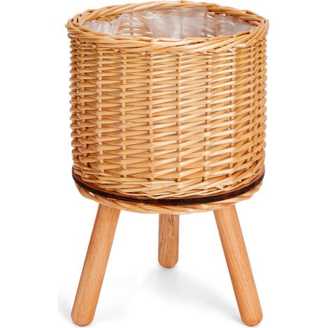 Paco Home Maceta Sobretiesto Grande Jardinera Interior Tiesto Juego Cesto Madera trenzada Natura, 2pcs Set / Design 6