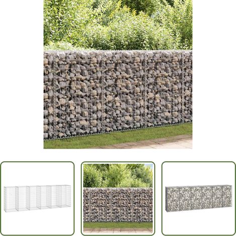 Steingitter -  Gabionenwand mit Abdeckung Verzinkter Stahl 300×50×100 cm (1/5)