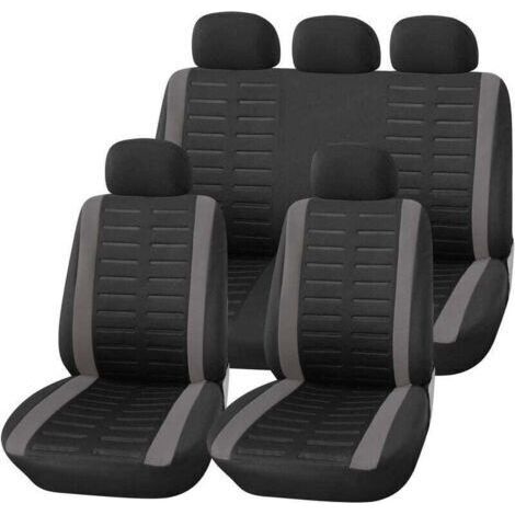 Housse de siège auto universelle, noire et grise, ensemble de housses universelles pour sièges avant et arrière, accessoires intérieurs, gadgets. (1/4)