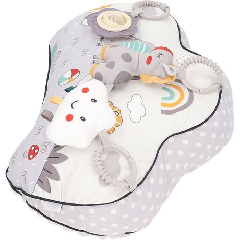Coussin d'éveil pour bébé avec hochet, jouet sensoriel pour ramper, apaise les gencives, coussin de soutien pour la tête de bébé, coussin de sommeil de type A. (1/5)