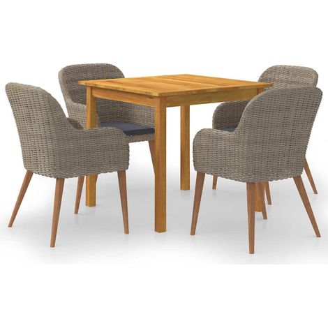 vidaXL Juego de comedor para jardín 5 piezas marrón (1/5)