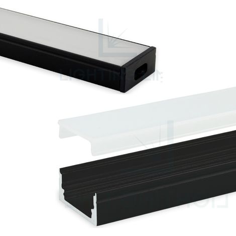 PROFILO PER LED RETTANGOLARE OSSIDATO NERO CON COPERTURA OPACA BARRA 3,0 MT (1/3)
