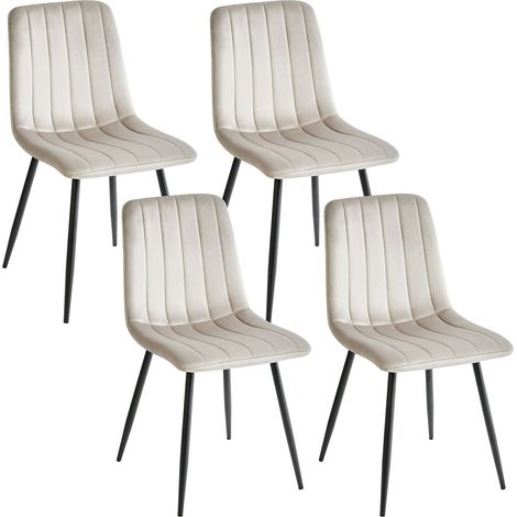 Set di 4 sedie da pranzo in velluto beige Gambe in ferro Kalispell