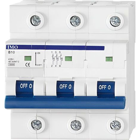 Disjoncteur tripolaire 3P - 125A - pouvoir de coupure 10kA - courbe D - À vis - IMO