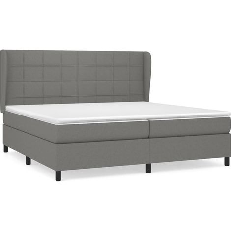 Maison Exclusive - Giroletto a Molle con Materasso Grigio Scuro 200x200 cm Tessuto