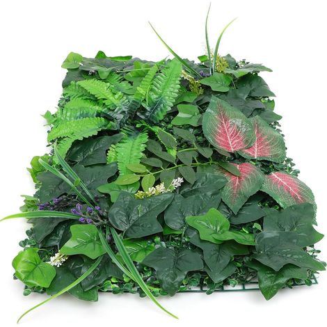 Panneau Mural de Fausses Plantes Vertes en Plastique Haie Végétale Artificielle Imitation Feuilles de Lierre Décor Végétal Réaliste pour Mur Intérieur et Extérieur sans (1/4)
