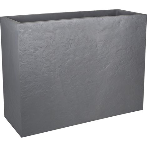 EDA – Jardinière rectangulaire double paroi 46L – Plastique apparence pierre – Longueur 78.5 cm – Hauteur 60 cm – Largeur 29.5 cm