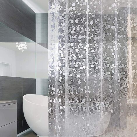 Sollbry Rideau De Douche, Rideau De Séparation étanche Et Anti-moisissure, Rideau De Douche Ménage à Séchage Rapide (Blanc Galets, 180 X180 cm)