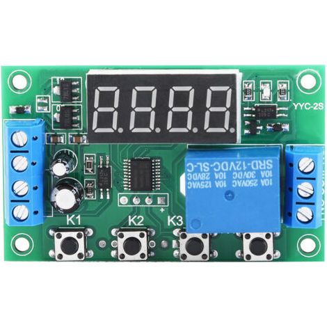 Module de commutateur relais minuterie 12V – Affichage LED – Charge jusqu'à 5A – Plage de temps 0,01s à 999min – Pour électrovannes et moteurs (1/5)