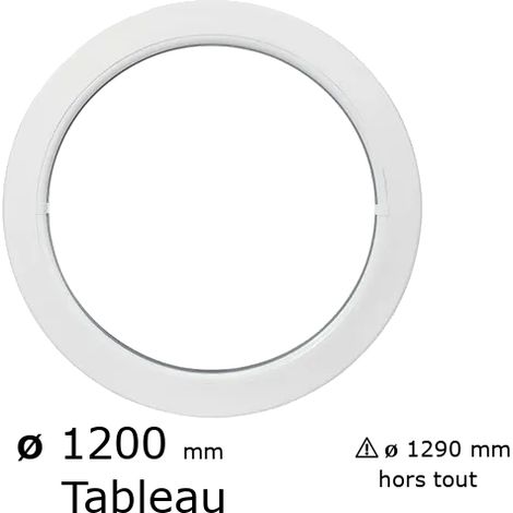 Fenêtre ronde fixe PVC vitrage clair diam. 120 cm tableau pour pose en neuf (1/3)