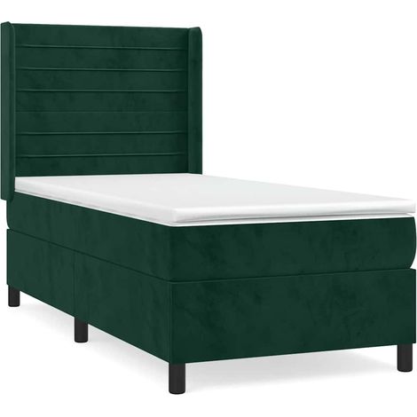 Maison Exclusive - Giroletto a Molle con Materasso Verde Scuro 80x200 cm Velluto (1/5)