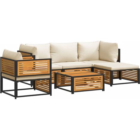 Maison Exclusive - Salon de jardin avec coussins 6 pcs bois d'acacia solide (1/5)