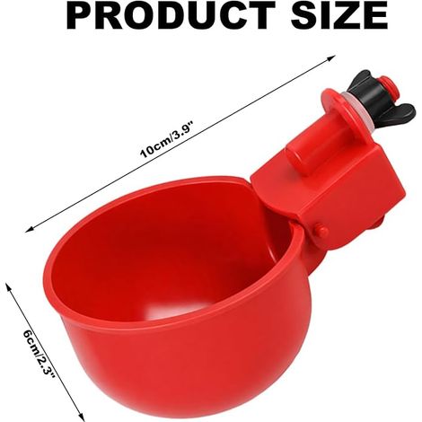 Abreuvoirs Automatiques pour Poules, Distributeur d'eau en Plastique Rouge pour Volaille, Canards et Oiseaux, Poulailler (1/4)