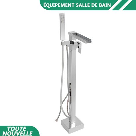 WAOBDLA G1/2'' robinet de bain baignoire en acier robinet indépendant avec douche portative et tuyau d'eau froide chaude (1/5)