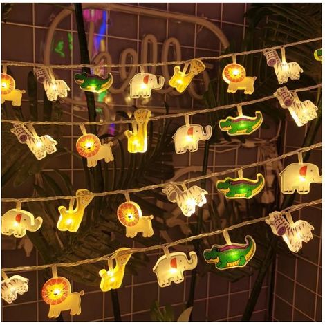 Guirlande lumineuse LED d'intérieur pour enfants 3 m 20 LED Motif animaux Avec minuterie à piles Pour lit de maison, mariage (1/5)