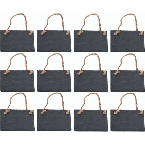 Tableau noir en ardoise à suspendre avec corde en jute, tableau mémo, tableau noir, décoration murale (tableau de 12,8 cm)