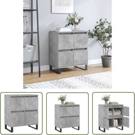 The Living Store Buffet Gris béton 60x35x70 cm Bois d'ingénierie - Buffet Gris - Buffet Design - Meuble Rangement - Armoire Moderne - Mobilier Salon (1/6)