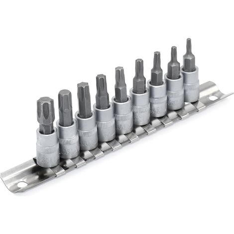 Torx Nuss Satz für 1/4" Antrieb, T10-T50, CR-V & S2 Stahl, mattiert (1/3)