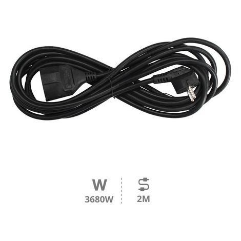 Prolongador negro 3x1.5mm 2 metros 3500W GSC 0100045