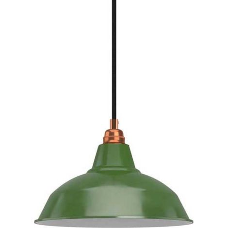 Lampada a sospensione Made in Italy completa di cavo tessile, paralume Bistrot e finiture in metallo  Senza lampadina - Verde - Matter ON/OFF