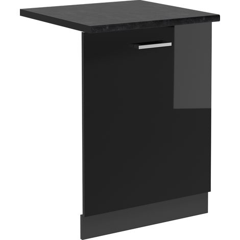 Façade de lave-vaisselle R-Line, Noir Haute brillance, 60cm , PT Anthracite, Vicco