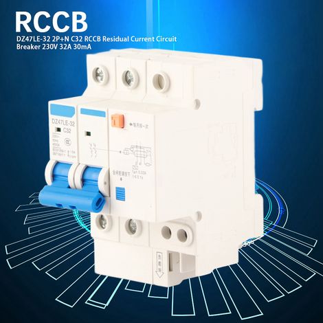 Disjoncteur différentiel 2P N 32A 30mA 230V type C courbe C DZ47LE-32 protection fuite à la terre (1/5)