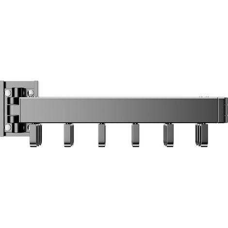 Séchoir à linge mural rétractable, cintre à vêtements, tringle à vêtements rotative et pliable pour balcon (1 pli noir) (1/4)